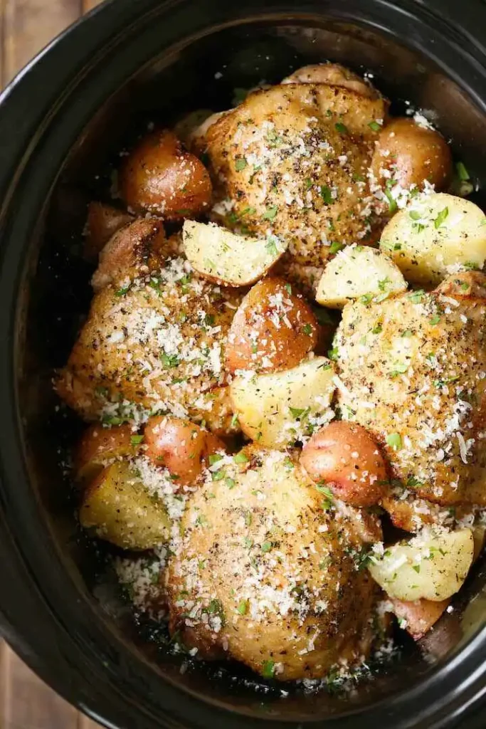 crockpot garlic parmesan chicken potatoes